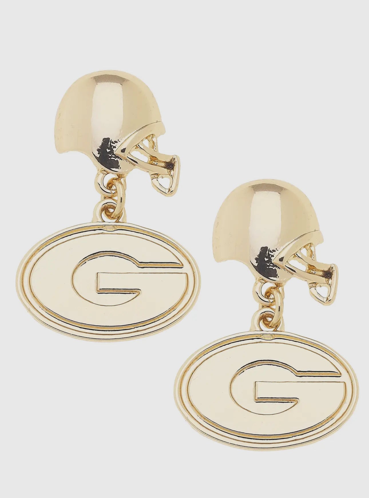 Georgia Bulldog Helmet Earrings in Shiny Gold