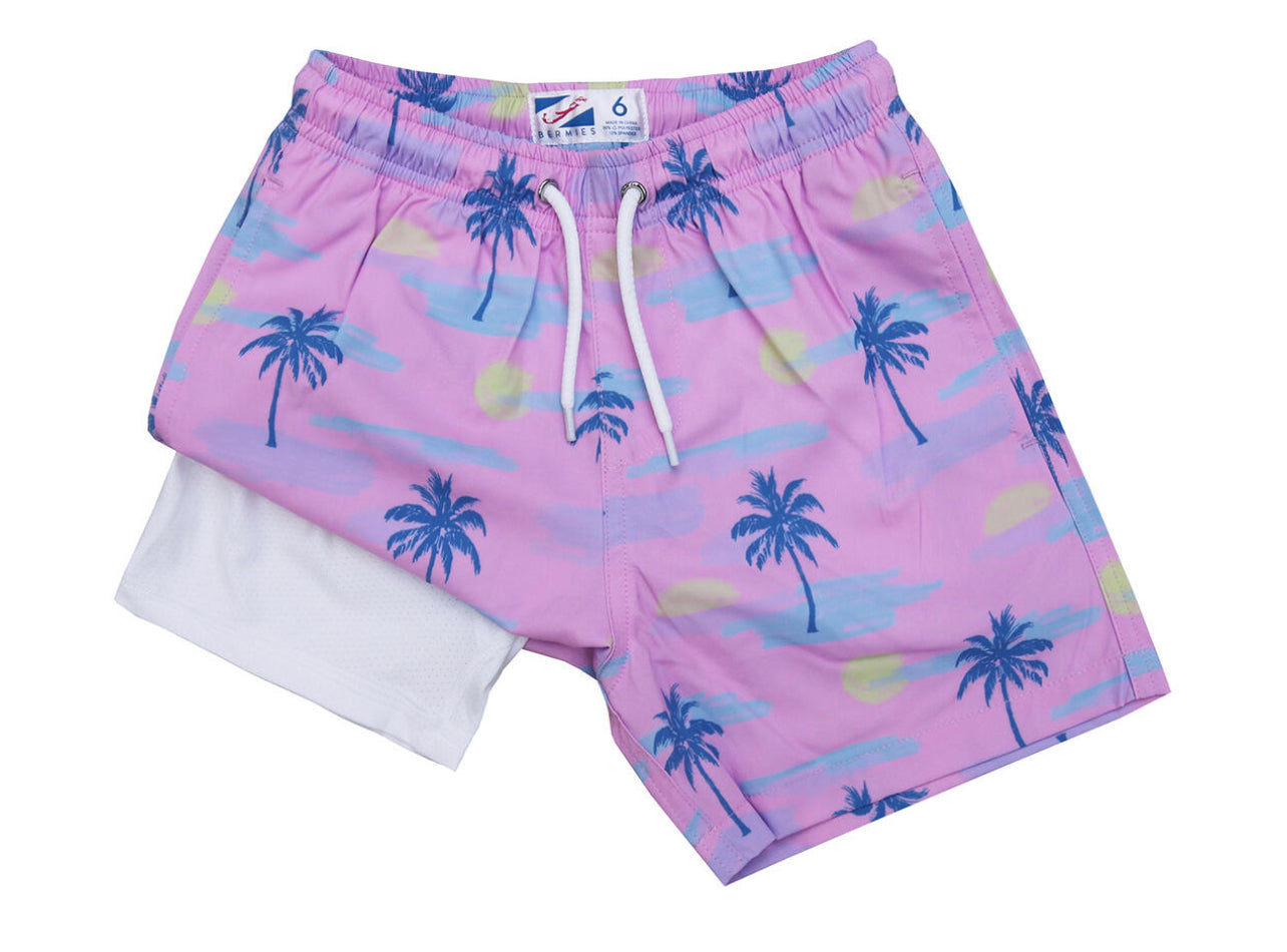 Bermies Sunset Palm Compression Lined Swim Trunks