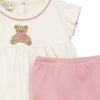 Bear Hugs Hand-Embroidered Diaper Cover Set - Dusty Rose