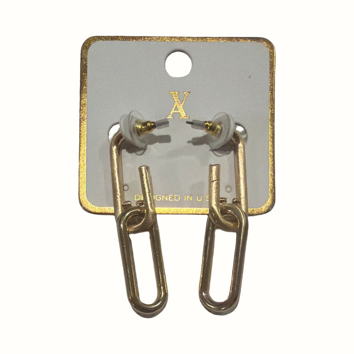Gold Tone Paper Clip Earrings