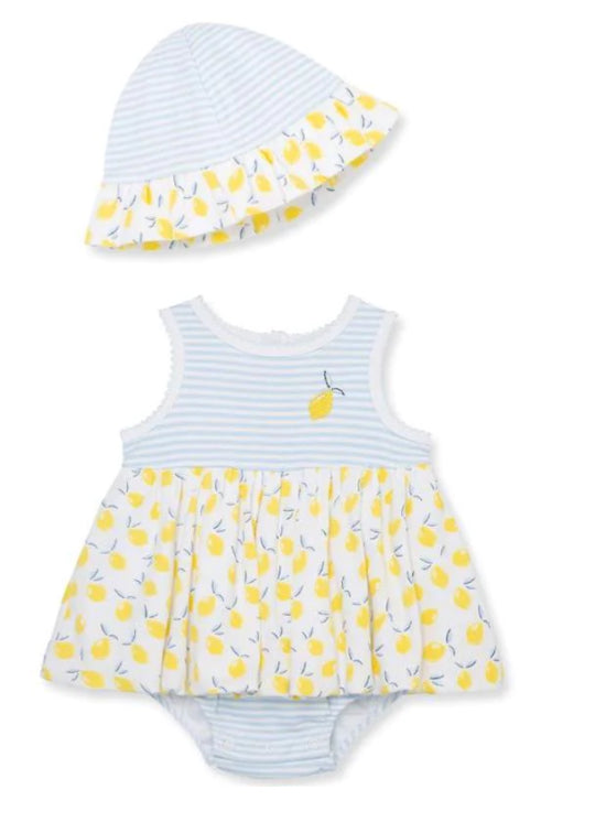 LITTLE ME - BABY GIRL LEMONS POPOVER & HAT