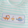 Dinosaur Birthday Embroidery Striped Boys Set