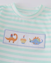 Load image into Gallery viewer, Dinosaur Birthday Embroidery Striped Boys Set
