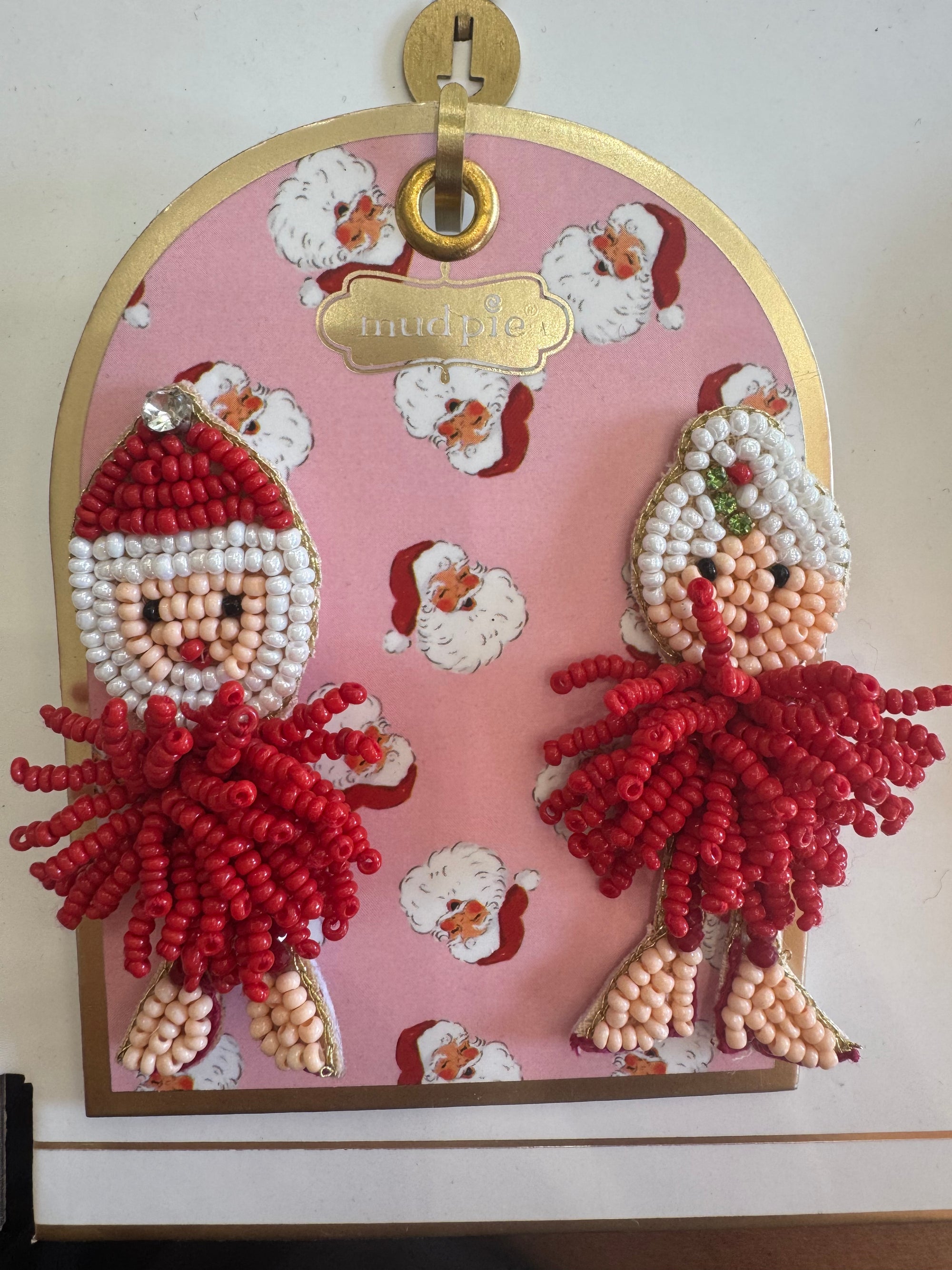 Mudpie Santa & Mrs.Claus Beaded Earring