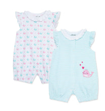 Load image into Gallery viewer, Little Me Girls Whale 2-Pack Rompers
