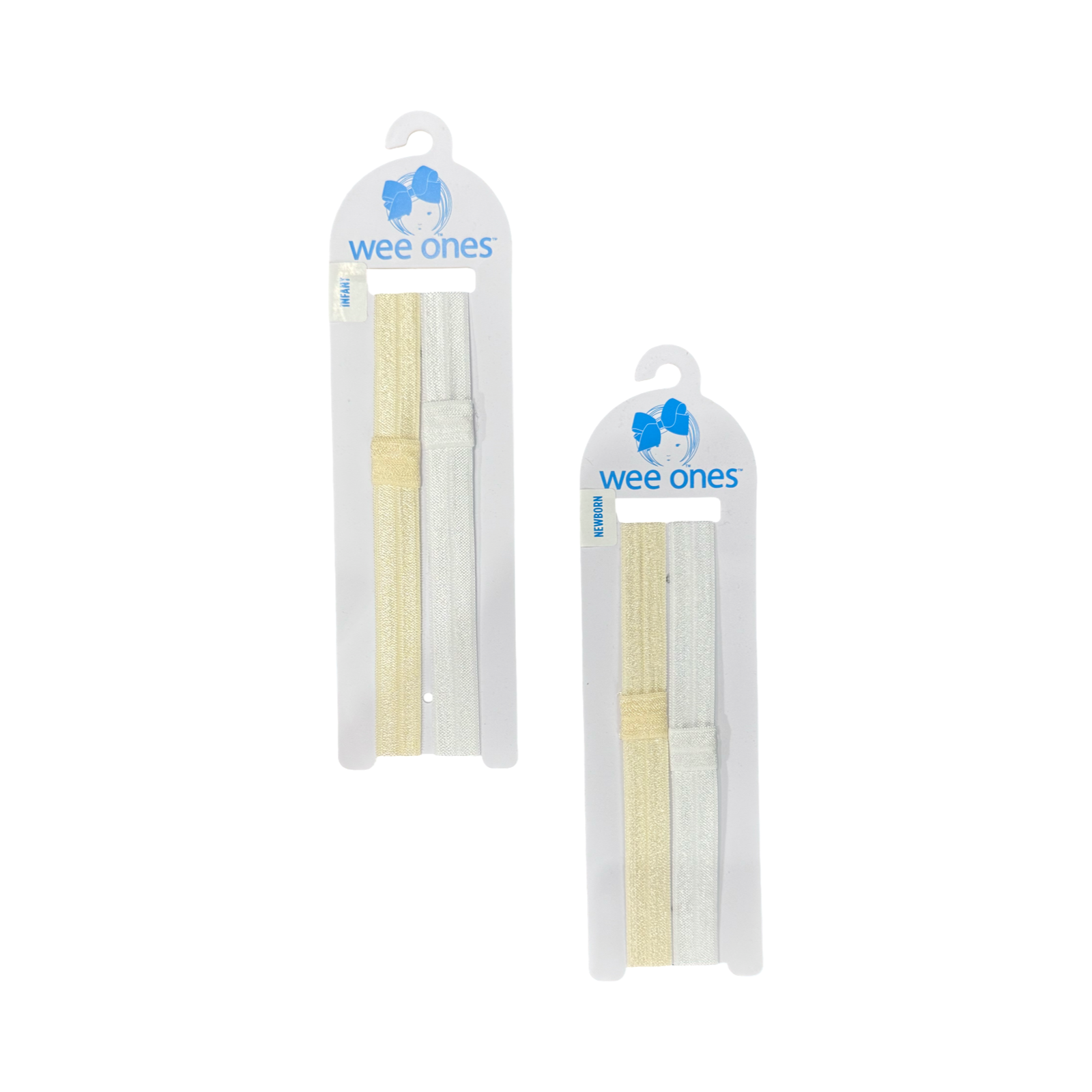 Wee Ones Add-A-Bow Elastic Girls Baby Bands - Two Pack Antique White