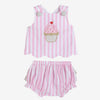 Pink & White Cupcake Appliqué Bloomer Set