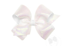 Load image into Gallery viewer, Wee Ones King Iridescent shimmer and Grosgrain Overlay Girls Hair Bows

