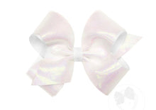 Load image into Gallery viewer, Wee Ones Medium Iridescent shimmer and Grosgrain Overlay Girls Hair Bows
