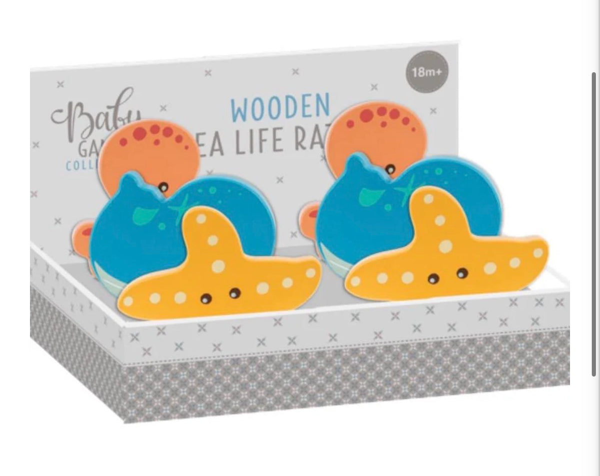 Sea Pod Rattle Wooden Sea Life Rattle 3.5” – Beaus & Babes Boutique