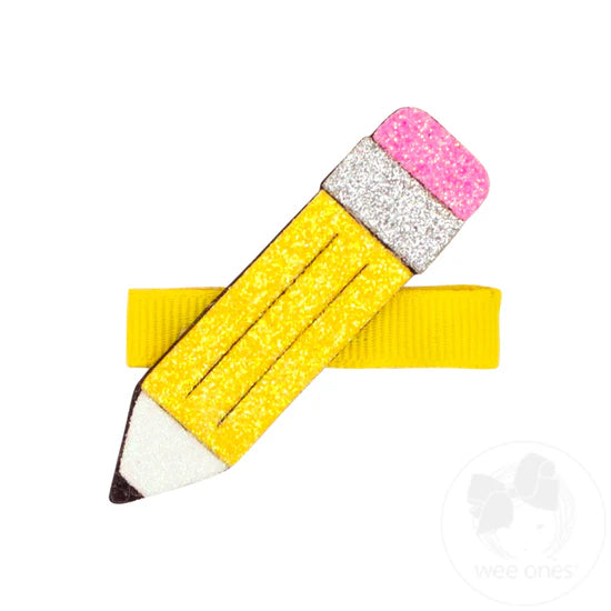 Wee Ones Layered Glitter School-themed Pencil Hair Clip