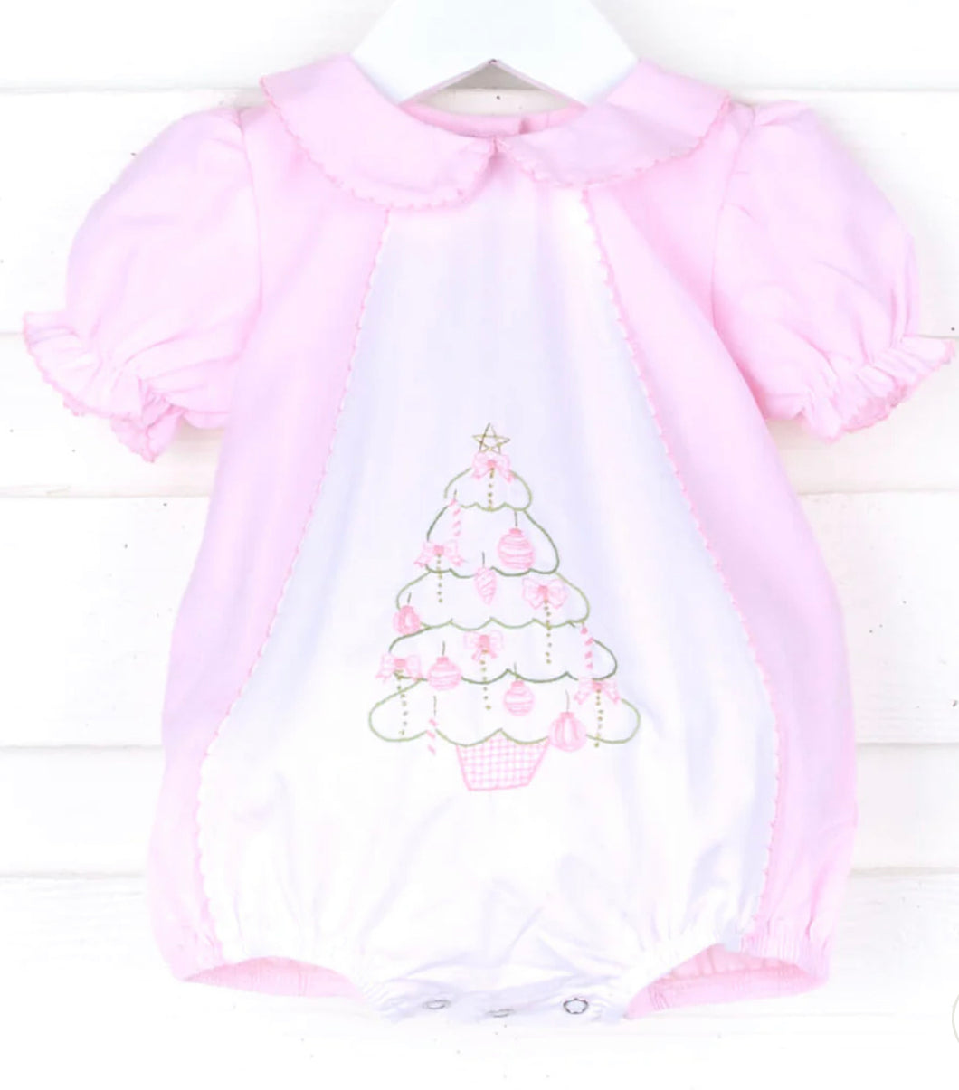 Sweet Dreams Embroidered Pink Christmas Tree Bubble