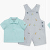 Little Me Safari Embroidered Cotton Polo & Shortalls Set