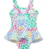 Little Me Multi Color Leopard Print Swim Suit 50+UPF