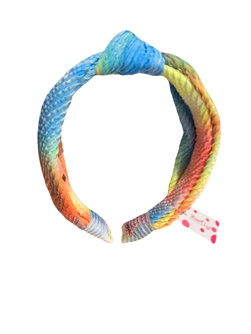 Bari Lynn Soft Crinkle Tie Dye Knot Headband-Neon
