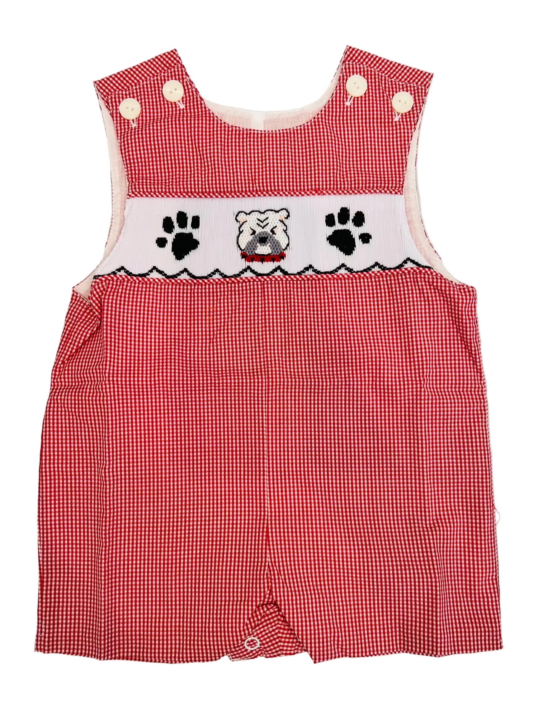Red and Black Gingham Bulldawg
Boys Smocked Shortall