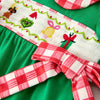 Smocked Grinch Inspired Baby Girl Bubble w/ Bows