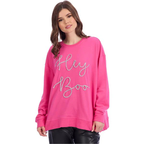 Women’s Pink “Hey Boo”Sweatshirt -One Size