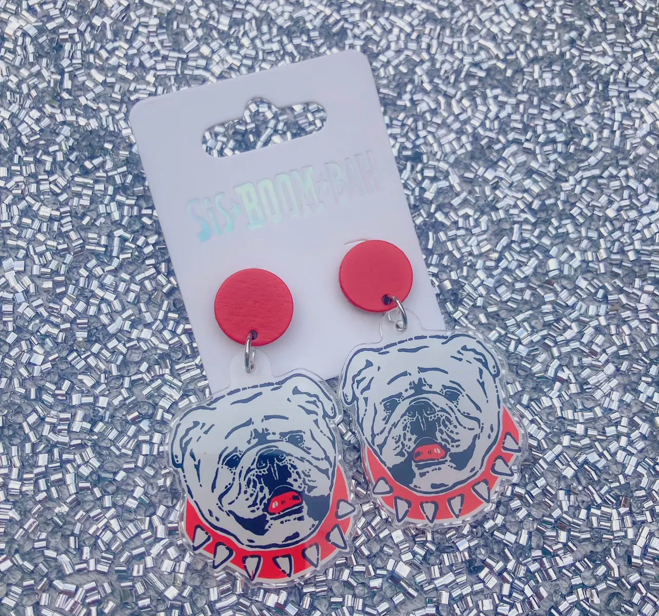 Bulldog Acrylic Dangle Earrings