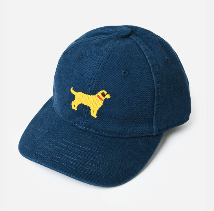 Harding Lane Needle Point Kids Baseball Hat -Yellow Lab on Navy