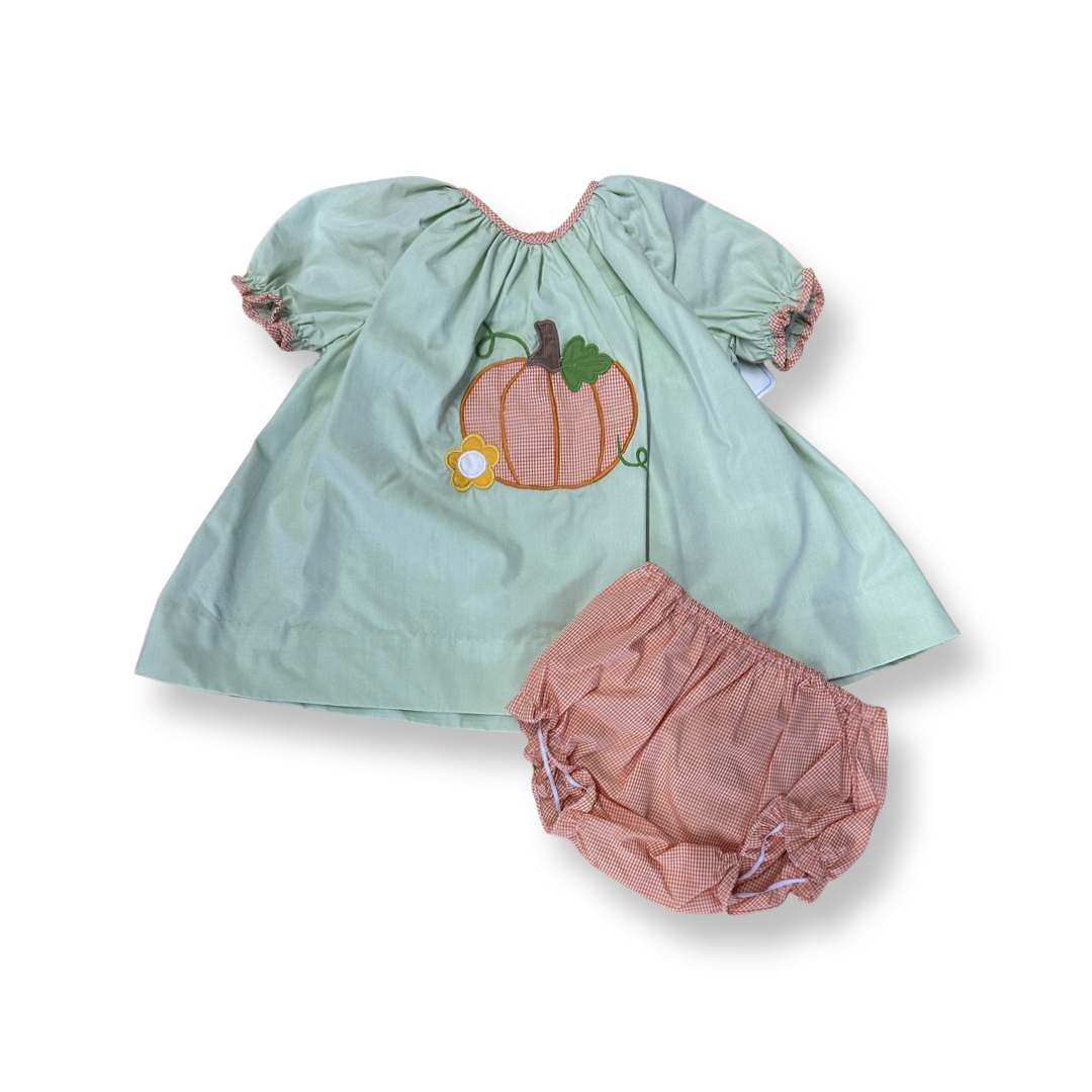 Petit Ami girls Pumpkin Appliqué Bloomer Set