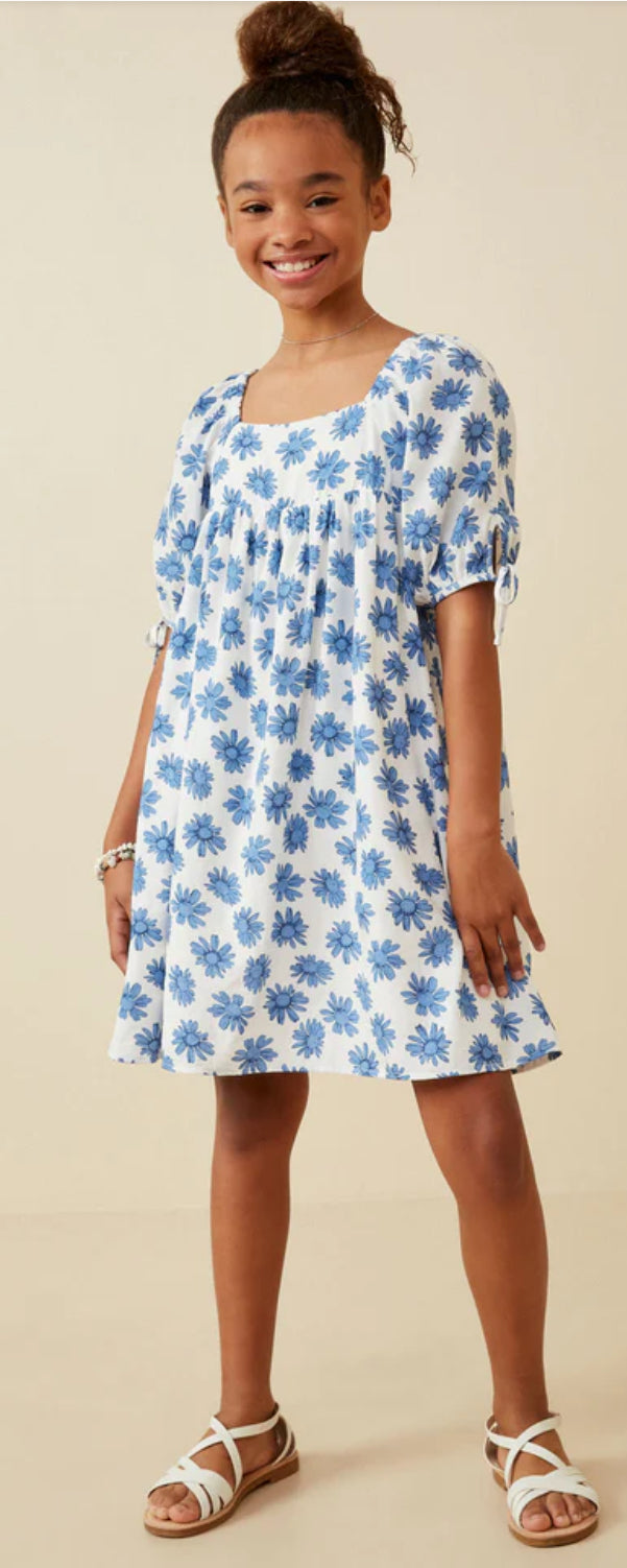 Hayden Girl Tie Sleeve Floral Print Square Neck
Dress