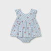 Baby Girl Blue & White Gingham Strawberry Appliqué Dress