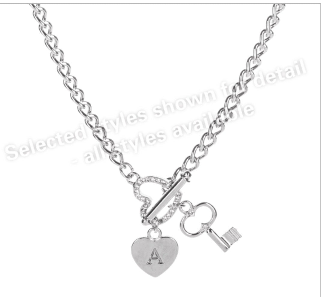 Key to my heart monogram necklaces assorted