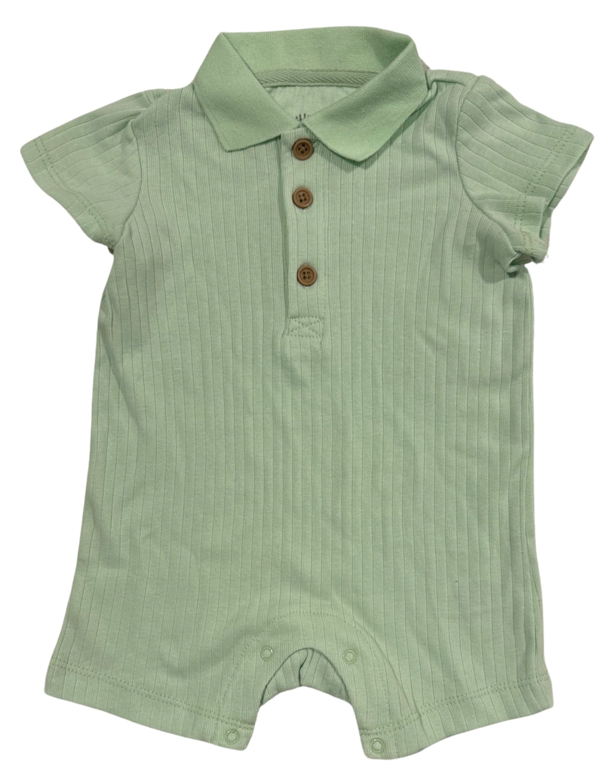 Little Me Green Polo Romper-Boys