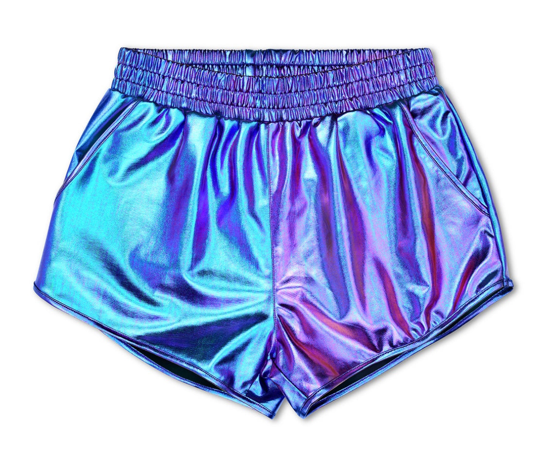 Iscream Iridescent Blue/Purple Metallic Shorts