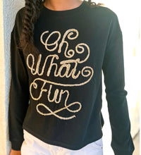 Load image into Gallery viewer, Paperflower Oh What Fun Timsel Long Sleeve Tween Holiday Graphic Sweatshirt
