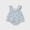 Baby Girl Blue & White Gingham Strawberry Appliqué Dress