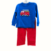 Squiggles Christmas Fire Truck Appliqué L/S Pant Set