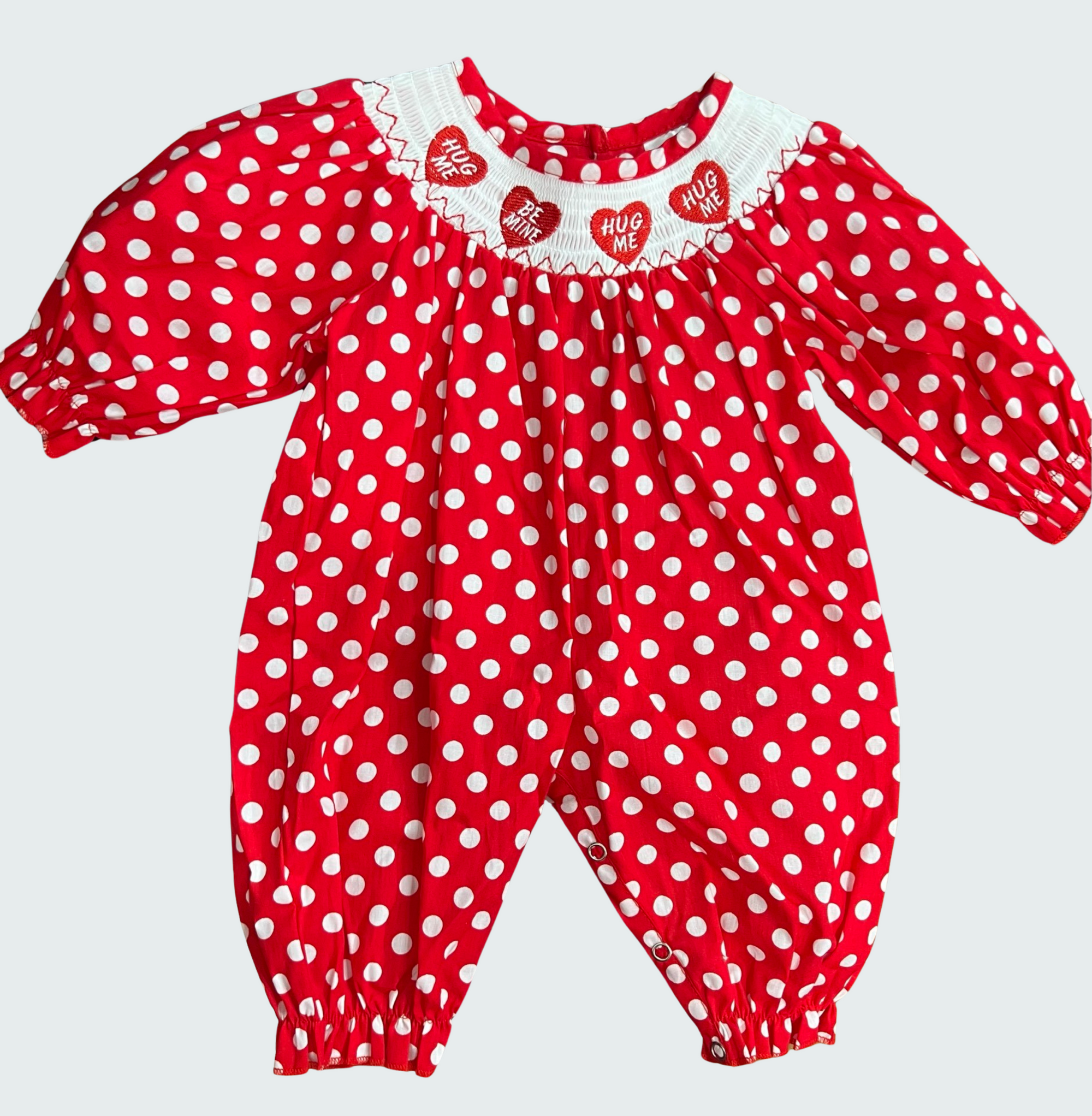 Valentines Conversation Heart Smocked Romper