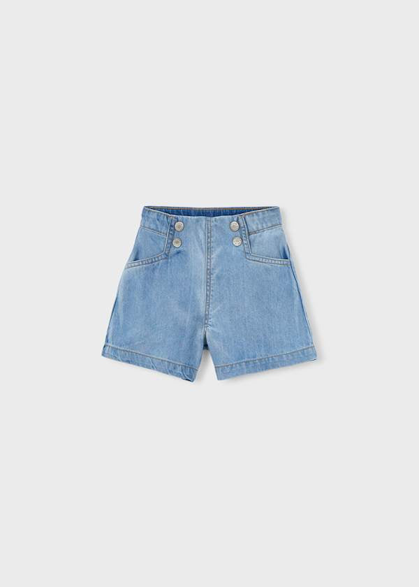 Girls Light Weight High Waist Adjustable Denim Shorts
