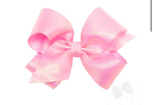Load image into Gallery viewer, Wee Ones King Iridescent shimmer and Grosgrain Overlay Girls Hair Bows
