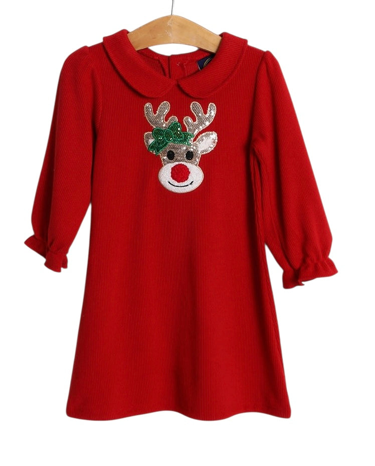 Reindeer Sparkle Appliqué Dress