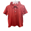 Boys Micro Bulldog Outline-Red/Black Polo