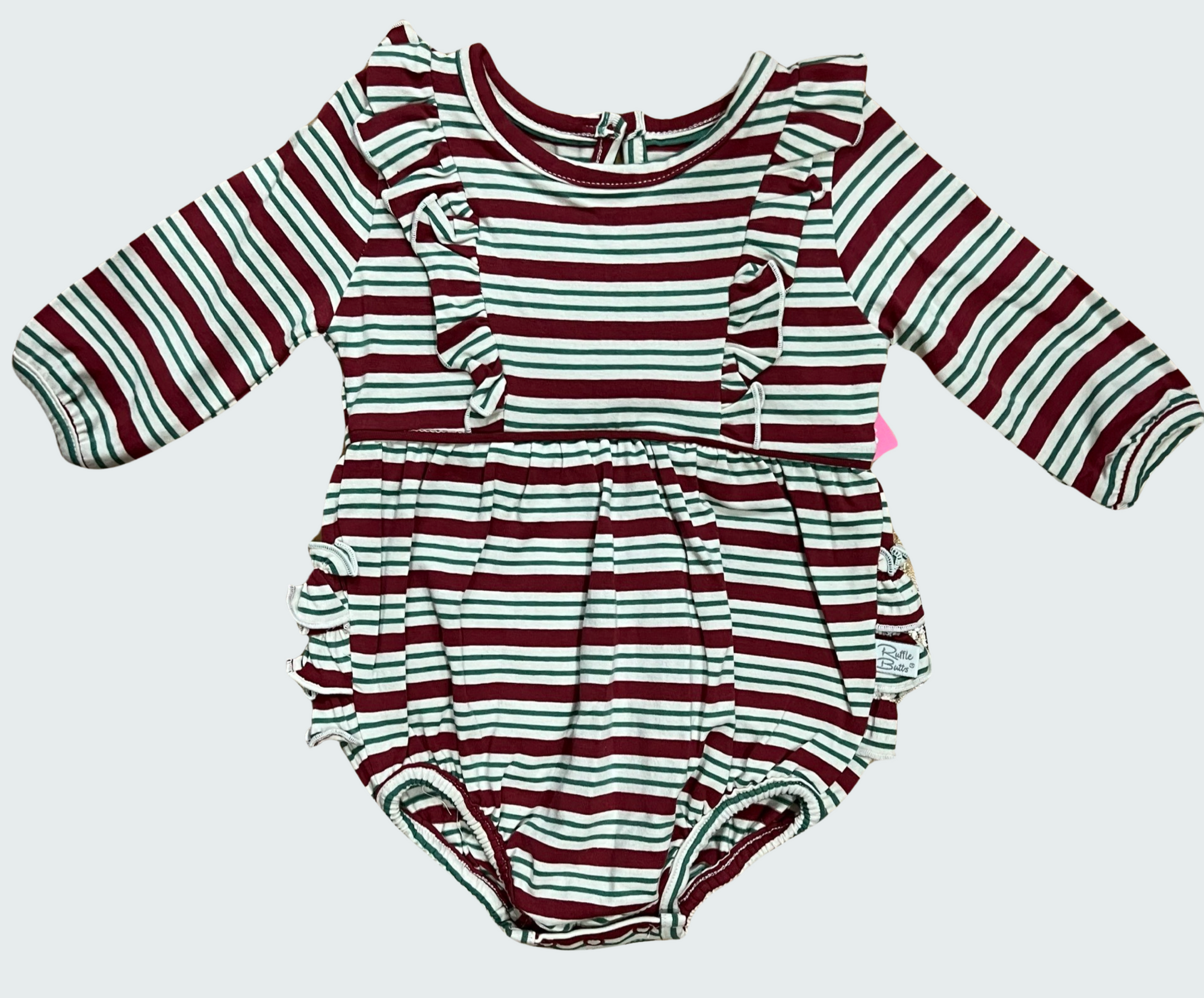 Ruffle butts Peppermint Stripe Waterfall Bubble Romper