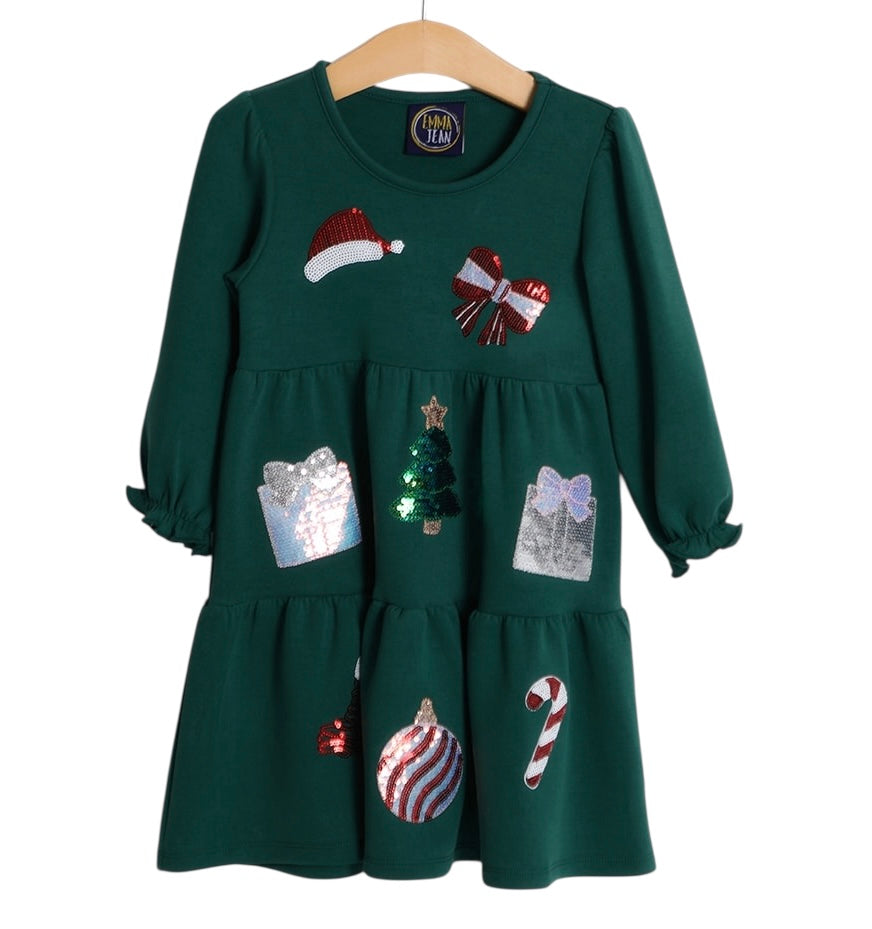 Christmas Time Sparkle Appliqué Dress