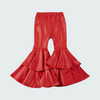 Red Faux Leather Double Layer Bell Pants