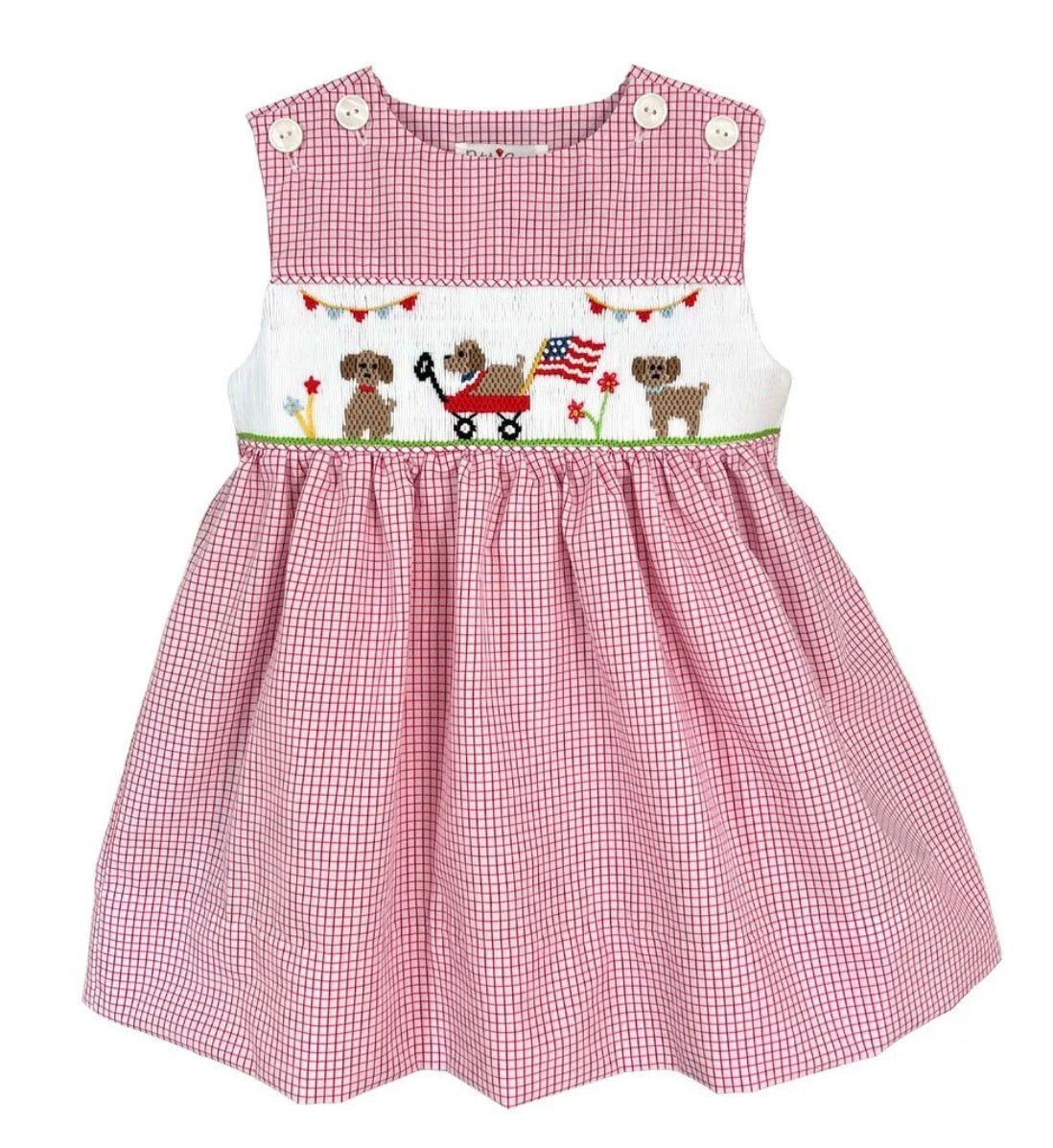Fourth of July Dog Parade Smocked Sundress
