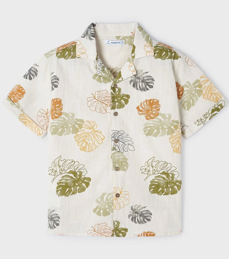 Mayoral Boys Short Sleeve Palm Print Button Down Shirt | Iguana
Green