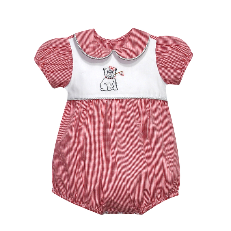 Southern Saturday
Bulldog w/ Flag Red Gingham Girl Bubble