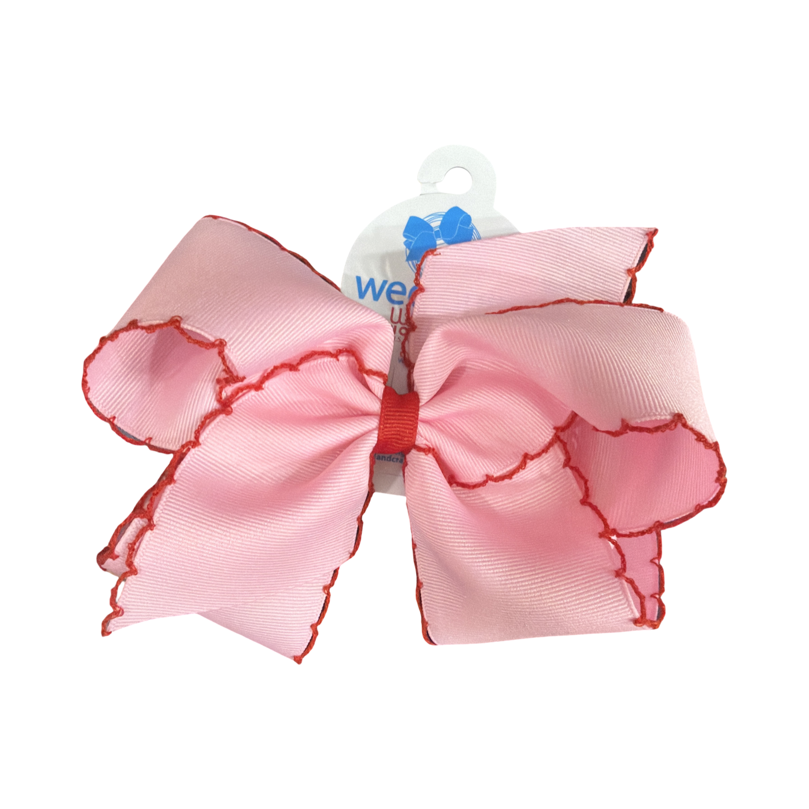 Wee Ones Pink/Red Moon stitch Bow-Medium