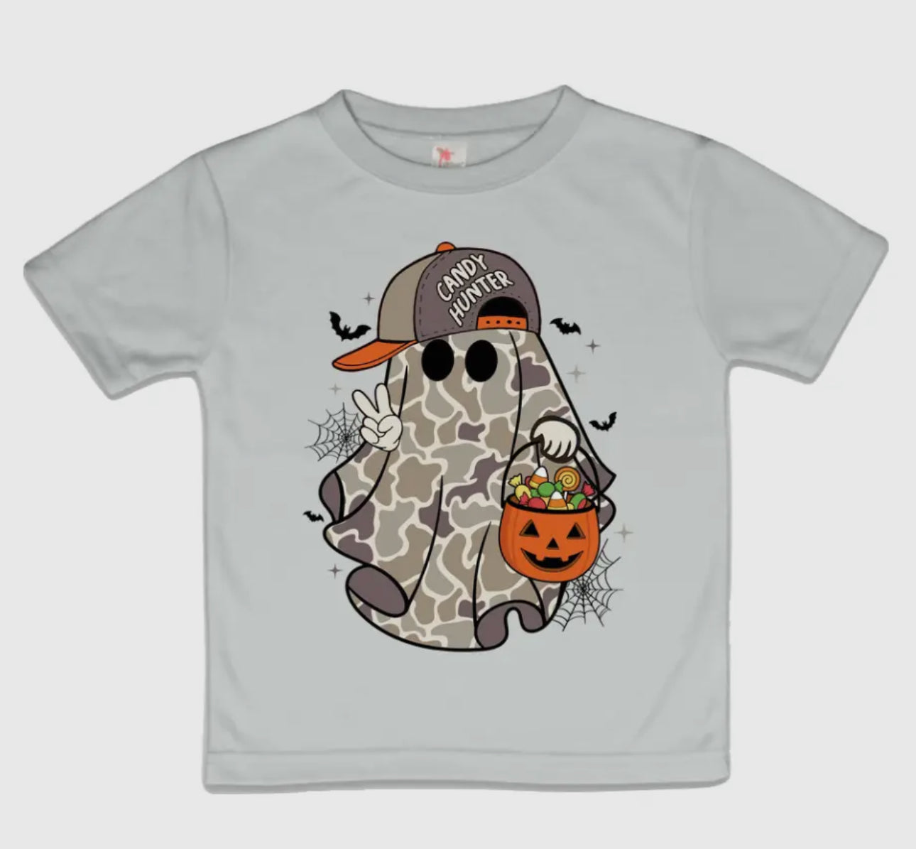 Camo Candy Ghost Hunter Boys Halloween Tee Shirt
