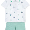 Little Me Golf Cotton Polo & Woven Short Set