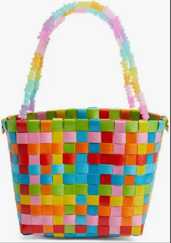 Bari Lynn Rainbow Woven Gummy Bear Handle Bag