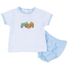 Pumpkin Green Tractor Appliqué Diaper Cover Set