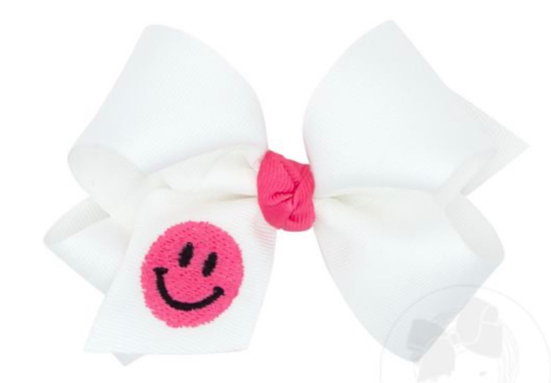 Wee Ones Medium Trendy Smile Embroidery and Knot Wrap Bow